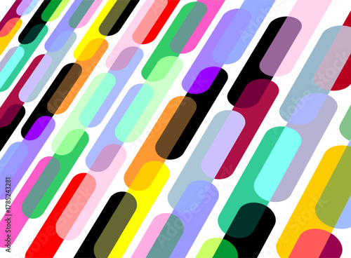 Abstract composition of overlapping colorful translucent shapes