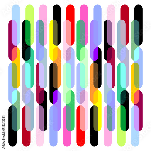 Abstract composition of overlapping colorful translucent shapes
