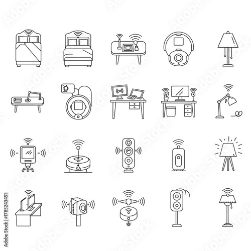 smart home technology icons representing modern automation and connectivity illustrating convenience and security for future home systems