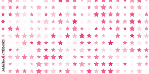 Seamless pattern with bright pink stars on white background for fabric, textile, clothes, tablecloth and other things. Vector image.