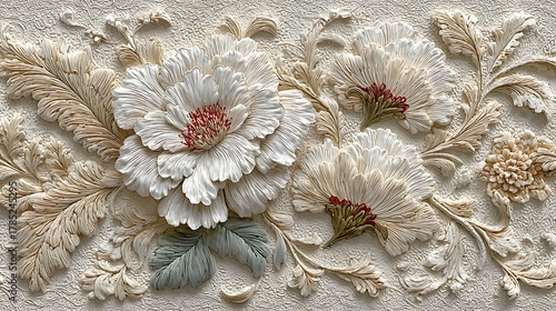 Decorative embossed flowers for interior design high resolution picture