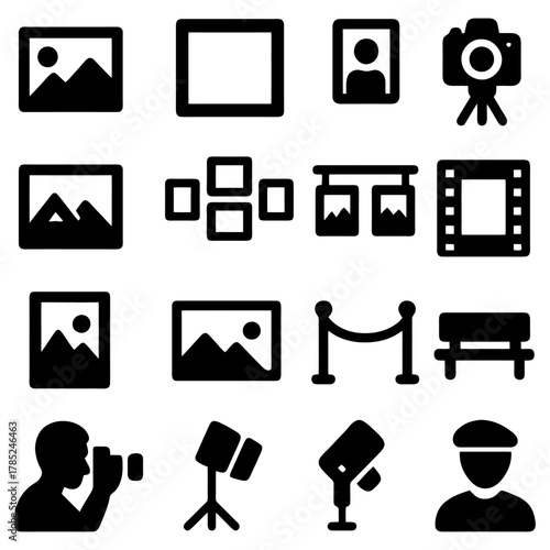 Image Icon Set: A comprehensive collection of iconic symbols related to photography and art, suitable for any creative or visual design project.