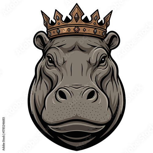 aesthetic logo of the king hippopotamus symbolizing strength and grandeur