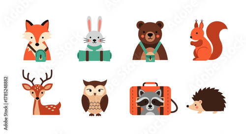 Cartoon animals illustration set vector graphic design for various projects