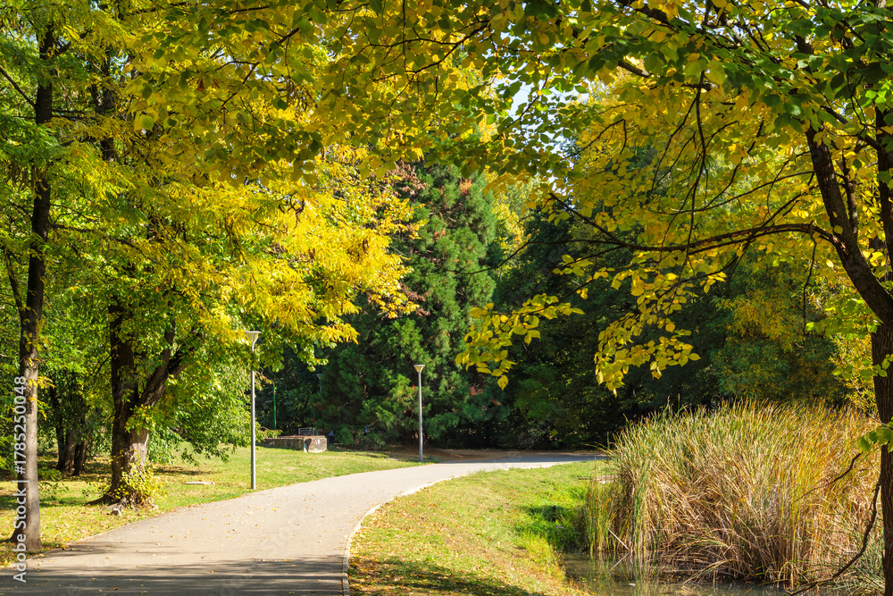 Naklejka premium Autumn Landscape of South Park in city of Sofia, Bulgaria