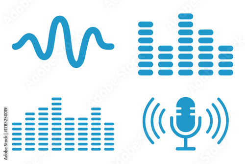 Sound wave and audio equalizer icons represent music and voice