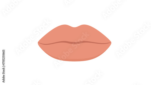 A closeup flat illustration of closed pink lips