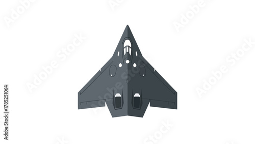 A flat dark gray topdown view of a stealth fighter jet