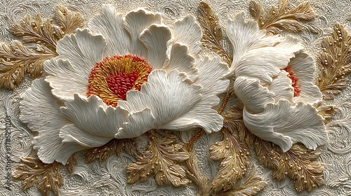 Intricate embossed flower artwork for decoration high resolution picture