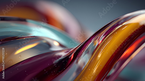 Fototapeta Naklejka Na Ścianę i Meble -  Abstract background design, futuristic glass structure, 3d render Stock Illustration
