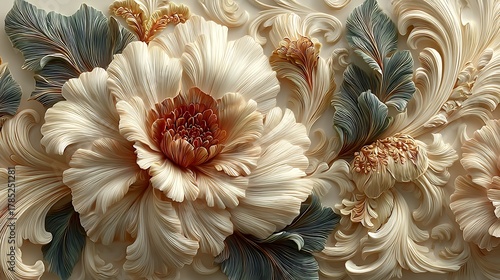 Intricate floral embossed pattern with soft tones high resolution picture