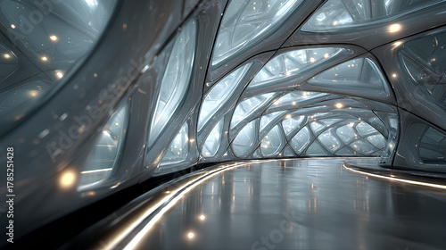 Fototapeta Naklejka Na Ścianę i Meble -  Abstract background design, futuristic glass structure, 3d render Stock Illustration