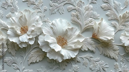 Luxurious embossed flower design in detail high resolution picture