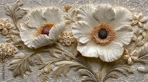 Luxury embossed flower pattern for interiors high resolution picture