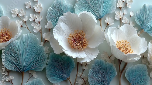 Minimalist embossed floral design for modern spaces high resolution picture