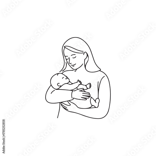 a mother cradling her newborn baby with gentle care and affectionate bond silhouette high quality professional