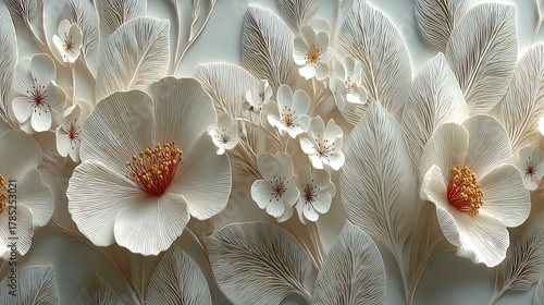 Modern embossed floral texture for interior design high resolution picture