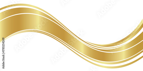 gold wave curve, golden wave corner shape for element, stripes ribbon golden graphic, striped gold