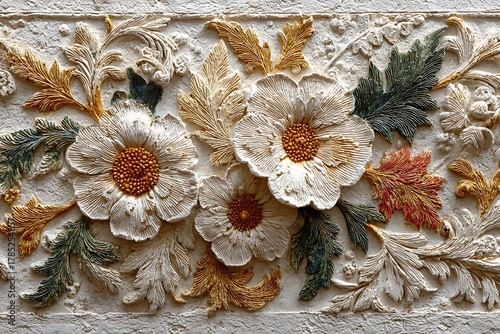 Ornamental flower relief pattern for interiors high resolution picture