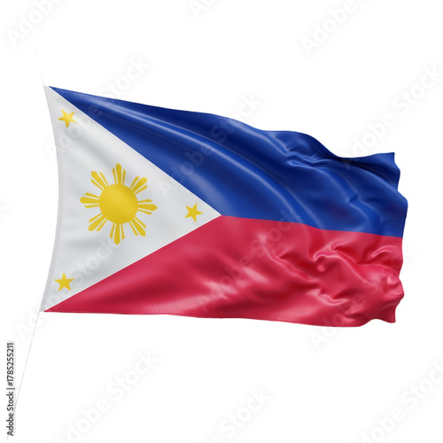 National Flag of the Philippines Waving isolated on white transparent background, PNG 