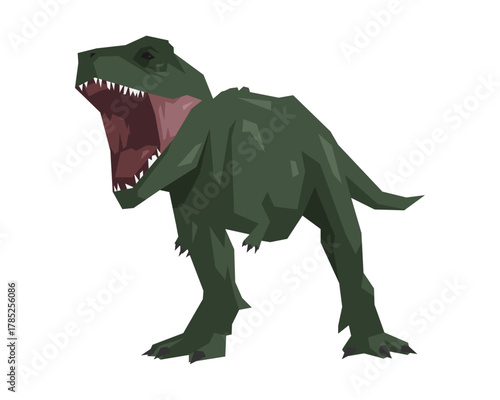 Tyrannosaurus Rex Roaring with Open Mouth. Cartoon Style Vector Illustration.