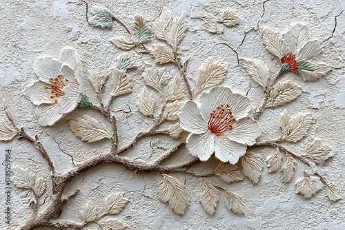 Stunning white flower relief wall panel high resolution picture