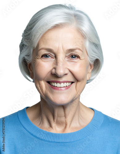 Face of happy and smiling old woman, transparent background, Caucasian woman 3