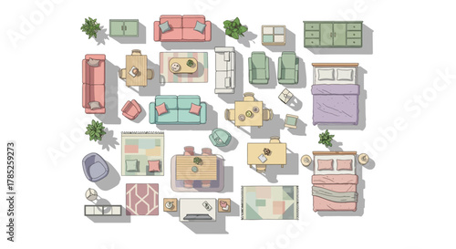 furniture floor plan showing layout design and interior arrangement creating a functional and aesthetically pleasing living space for architectural projects