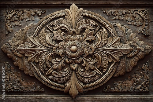 Textured clay carving with flower pattern high resolution picture