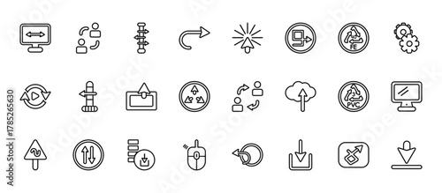 24 set of outline web user interface icons such as express, eliminar, shutter, lowercase, lightining vector thin icons for report, presentation, diagram, web design, mobile app