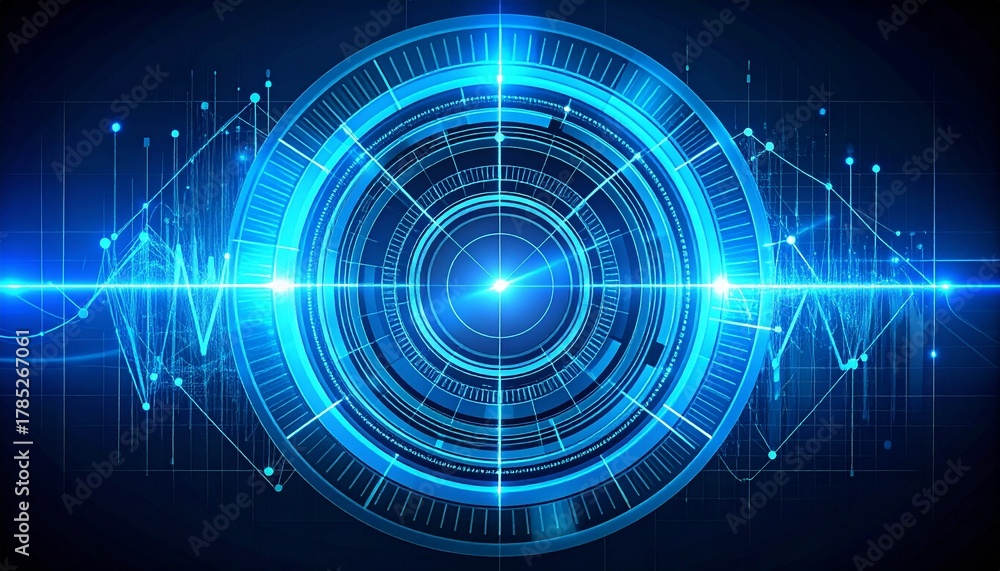 Fototapeta premium Futuristic Tech Eye A Captivating Visualization of Data & Digital Systems with an Abstract Blue Design