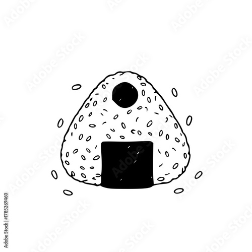 Japanese rice ball onigiri line art