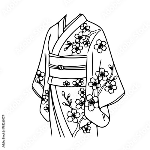Traditional japanese kimono hanging on stand