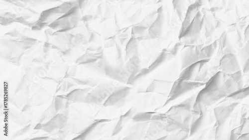 Crumpled paper texture animation. Seamless video of crushed blank white page. Back to school study background motion graphic. Vintage business idea design.