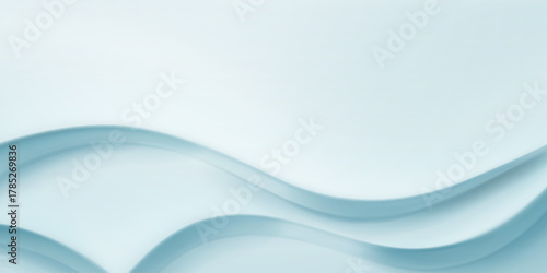 A minimalist illustration featuring soft, flowing waves in varying shades of light blue, creating a serene and calming visual effect.