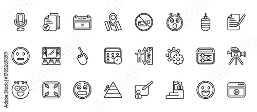 24 set of outline web user interface icons such as make, cloud with connection, recycable, curvy road warning, cloud upload vector thin icons for report, presentation, diagram, web design, mobile