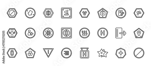 24 set of outline web signs icons such as align, radioactive warning, up, exit right arrow, align right vector thin icons for report, presentation, diagram, web design, mobile app