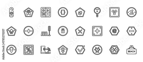 24 set of outline web signs icons such as premium badge, class reward, addition, mail, female vector thin icons for report, presentation, diagram, web design, mobile app