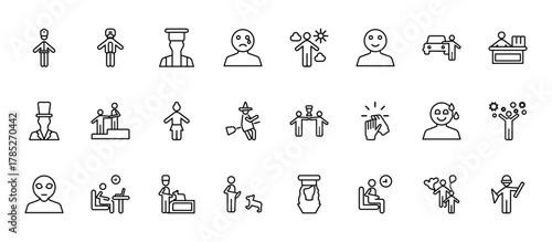 Foto 24 set of outline web people icons such as protective suit, weathercaster, helpi
