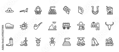 24 set of outline web desert icons such as lizard, poppy, tumbleweed, fatigue, scarab vector thin icons for report, presentation, diagram, web design, mobile app