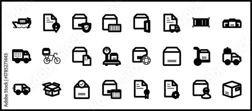 24 set of outline web  icons such as  , vector thin icons for report, presentation, diagram, web design, mobile