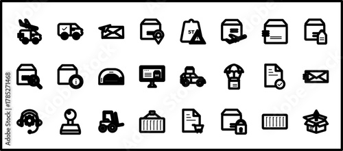 24 set of outline web  icons such as  , vector thin icons for report, presentation, diagram, web design, mobile