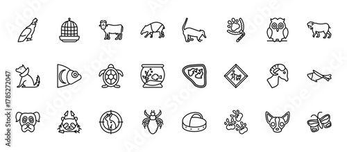 24 set of outline web  icons such as  , vector thin icons for report, presentation, diagram, web design, mobile