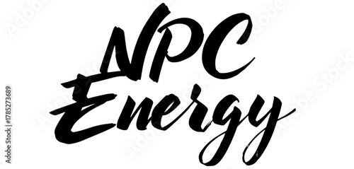 Handwritten inscription “NPC Energy” in black ink calligraphy, transparent background