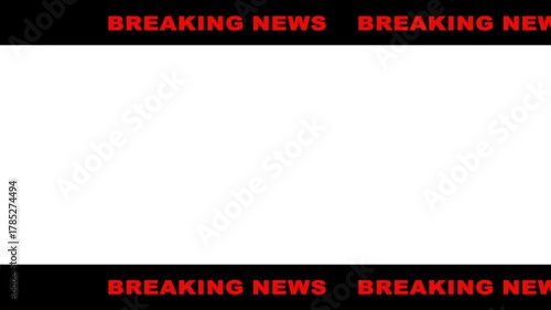Wallpaper Mural Breaking news lower third white screen overlay. TV broadcast style animated L3rd chyron template for live updates & news reports. 4K loop background. Torontodigital.ca