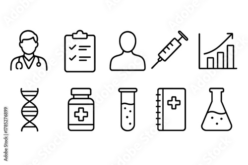 Healthcare line icon set. Medical, health symbols linear collection.
