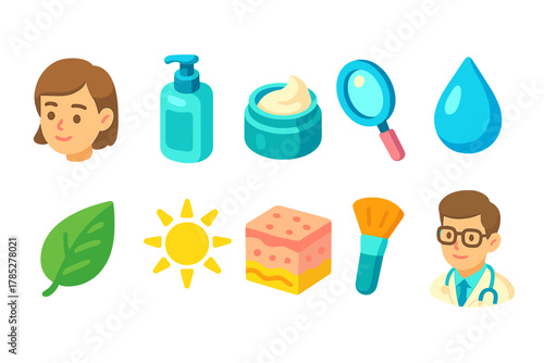Beauty and skincare 3d icon set. Cosmetics, wellness, and spa 3d icons collection
