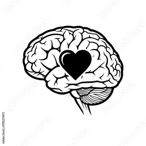 Symbolic illustration of a human brain with a heart, representing emotional intelligence and the connection between mind and feelings