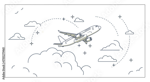 airplane in flight soaring above fluffy clouds during the day ideal for travel blogs illustrating aviation  the joy of flying sky high adventure