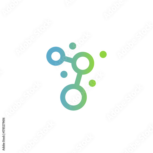 Creative dot molecule line logo design and colorful concept.